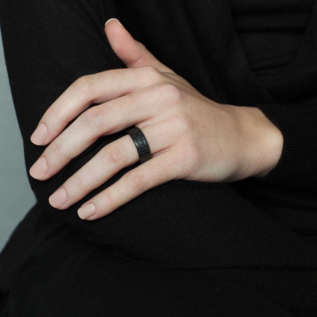 Anne Cohen C6 - Carbon Black Princess Diamond Ring - DESIGNYARD, Dublin Ireland.