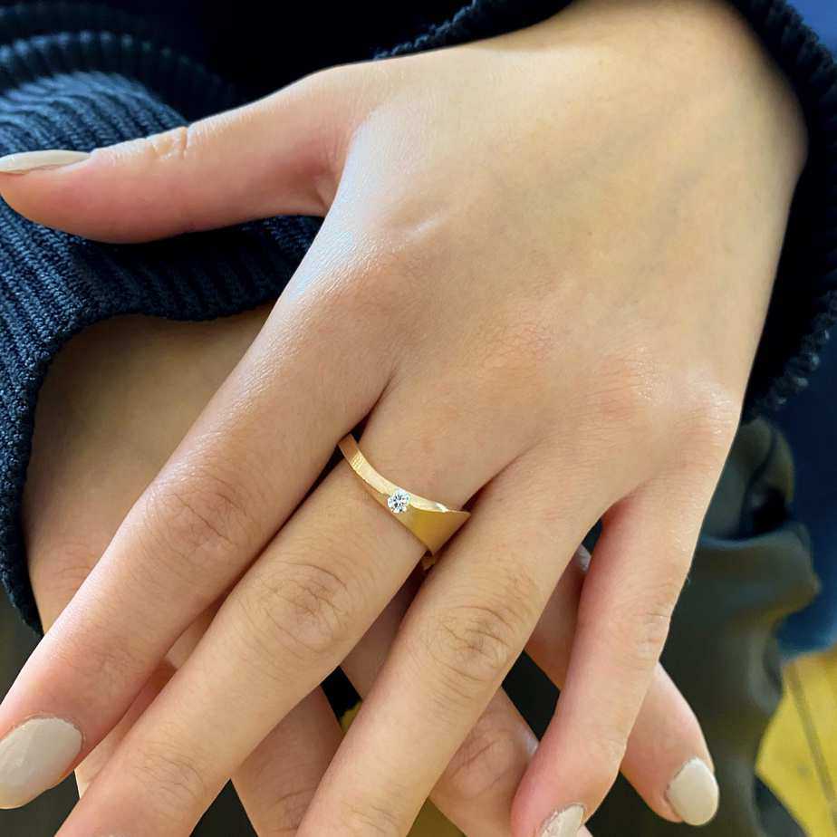 Photograph 2 of Cardillac's Contemporary 14k Rose Gold Flow Diamond Alternative Engagement Ring. Available on DESIGNYARD.com and in our Jewellery Shop Dublin, Ireland. Free Worldwide Shipping with DHL.