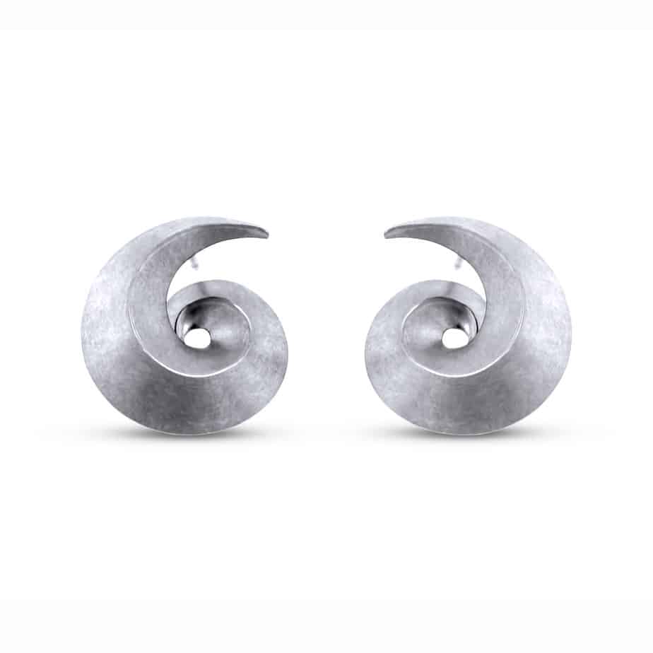 Cardillac - 14k White Gold Swirl Earrings - DESIGNYARD, Dublin Ireland.