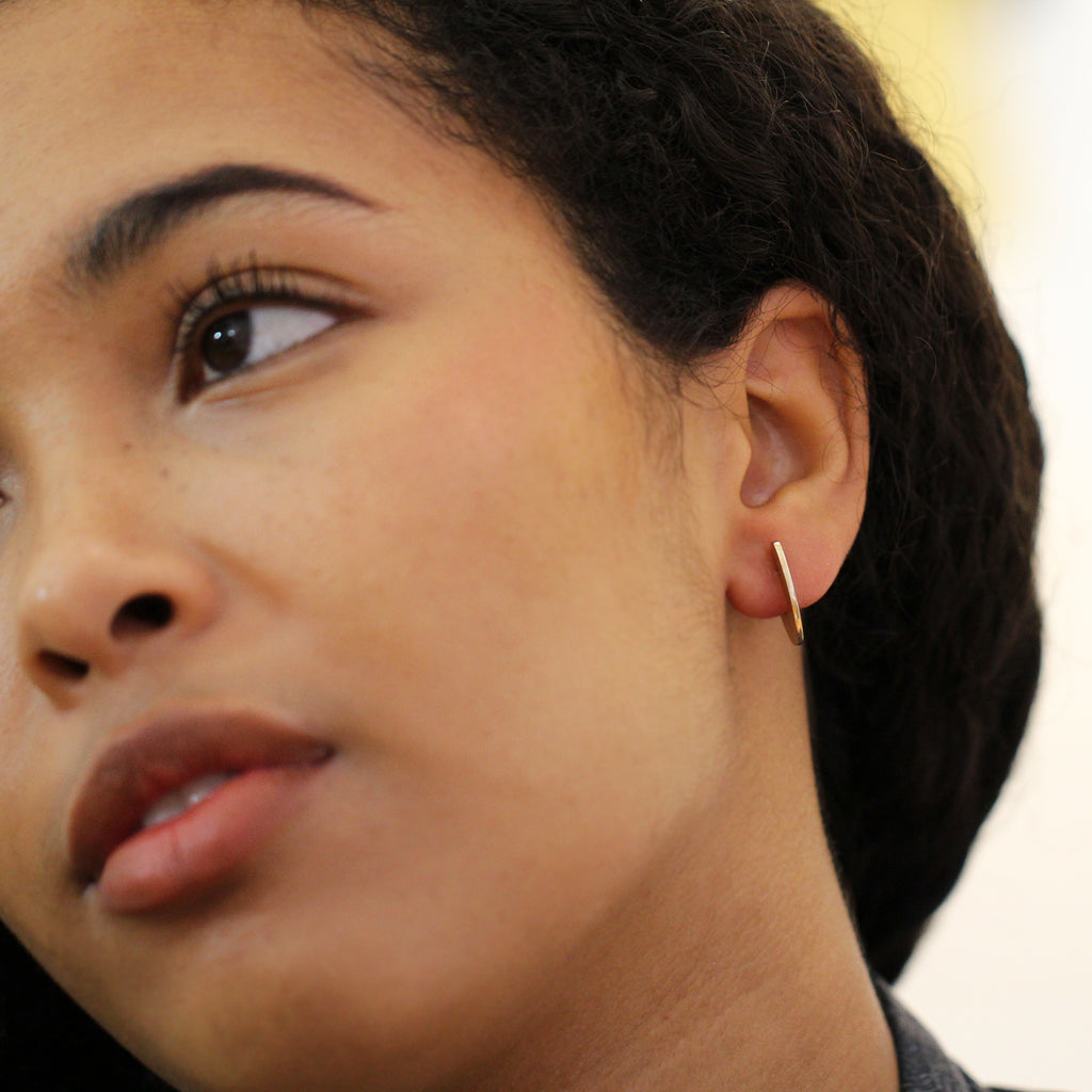 Photograph 2 of Cardillac's Contemporary 14k Yellow Gold Blade Statement Earrings. Available on  DESIGNYARD.com and in our Jewellery Shop Dublin, Ireland. Free Worldwide Shipping with DHL.