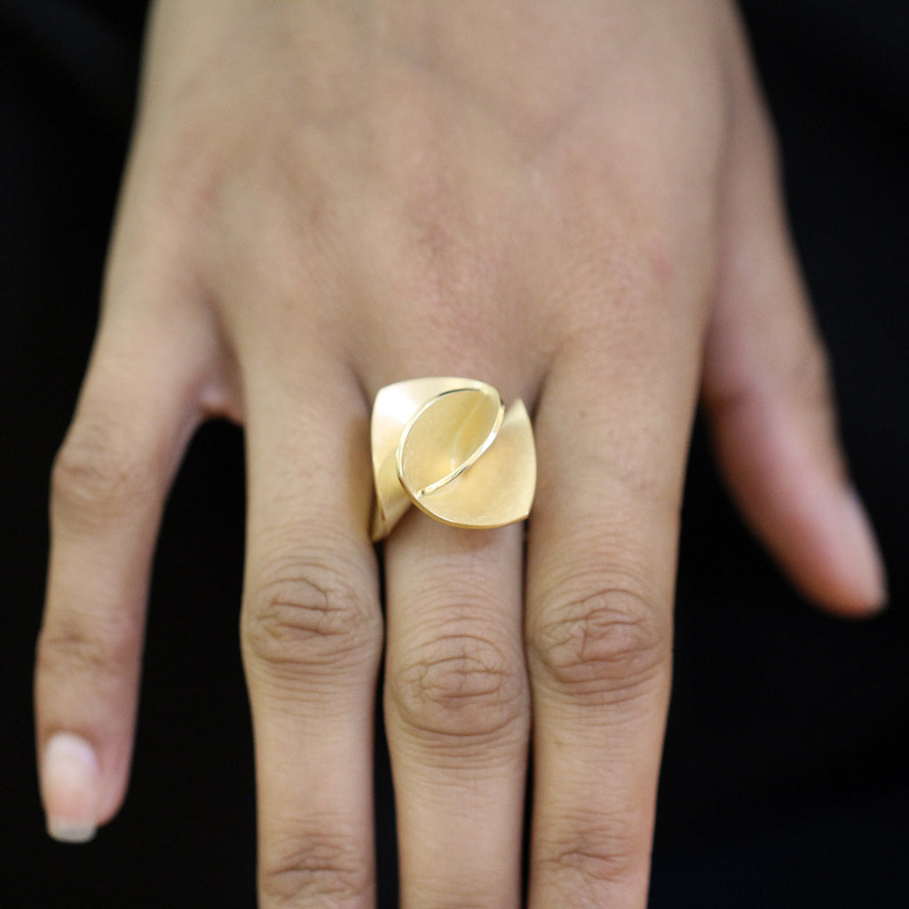 Photograph 2 of Cardillac's Contemporary 18k Yellow Gold Iris Statement Ring. Available on DESIGNYARD.com and in our Jewellery Shop Dublin, Ireland. Free Worldwide Shipping with DHL.