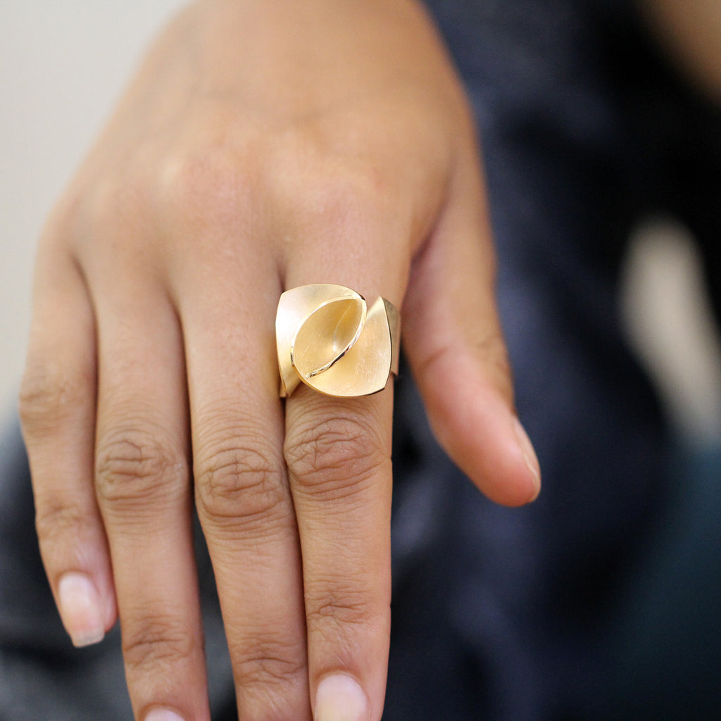 Photograph 5 of Cardillac's Contemporary 18k Yellow Gold Iris Statement Ring. Available on DESIGNYARD.com and in our Jewellery Shop Dublin, Ireland. Free Worldwide Shipping with DHL.