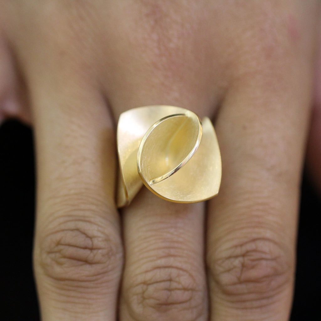 Photograph 4 of Cardillac's Contemporary 18k Yellow Gold Iris Statement Ring. Available on DESIGNYARD.com and in our Jewellery Shop Dublin, Ireland. Free Worldwide Shipping with DHL.