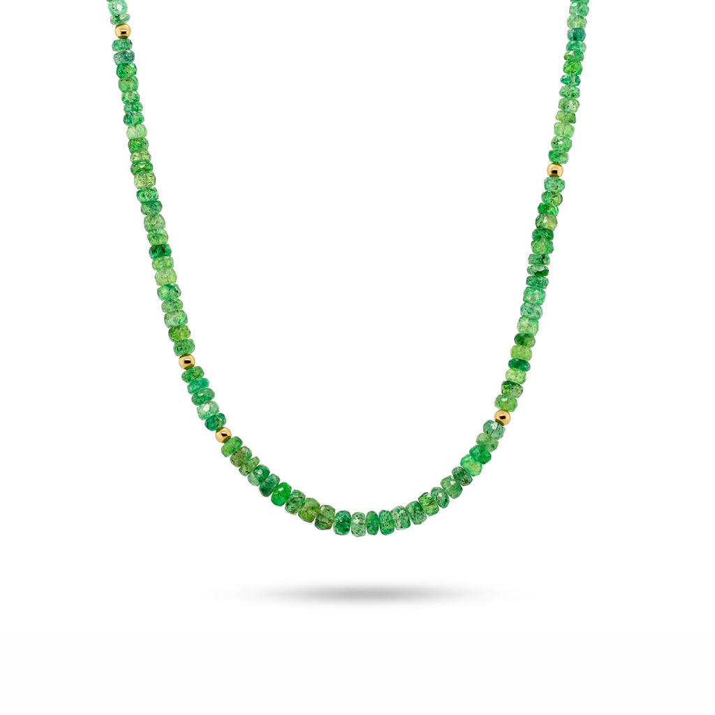 Cassie McCann - Alternative 18k Yellow Gold Zambian Emerald Necklace - DESIGNYARD no 1 for contemporary jewellery Dublin Ireland.