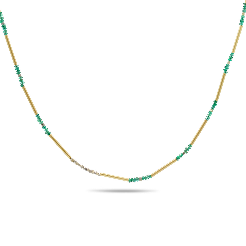 Catherine Mannheim - 18k Yellow Gold Emerald Diamond Necklace - DESIGNYARD, Dublin Ireland.