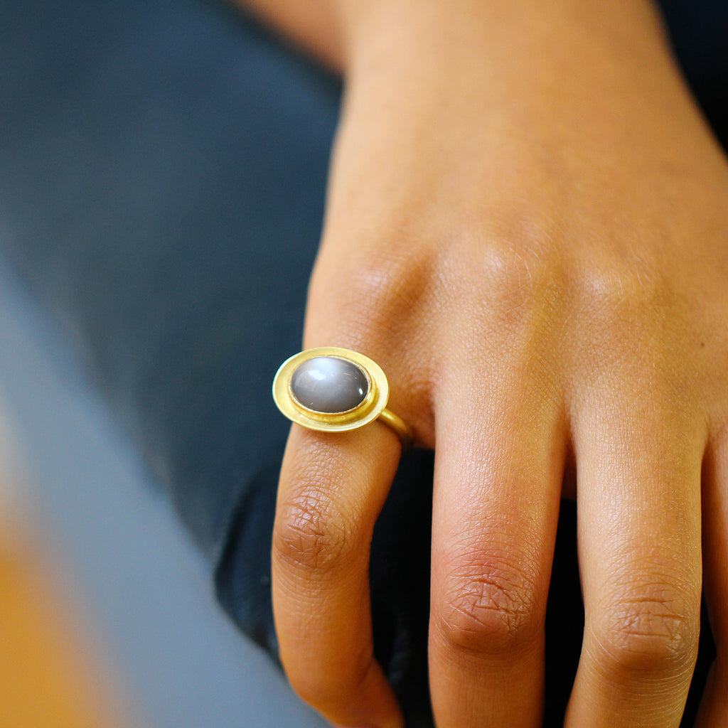 Catherine Mannheim - 18k Yellow Gold Moonstone Ring - DESIGNYARD, Dublin Ireland.