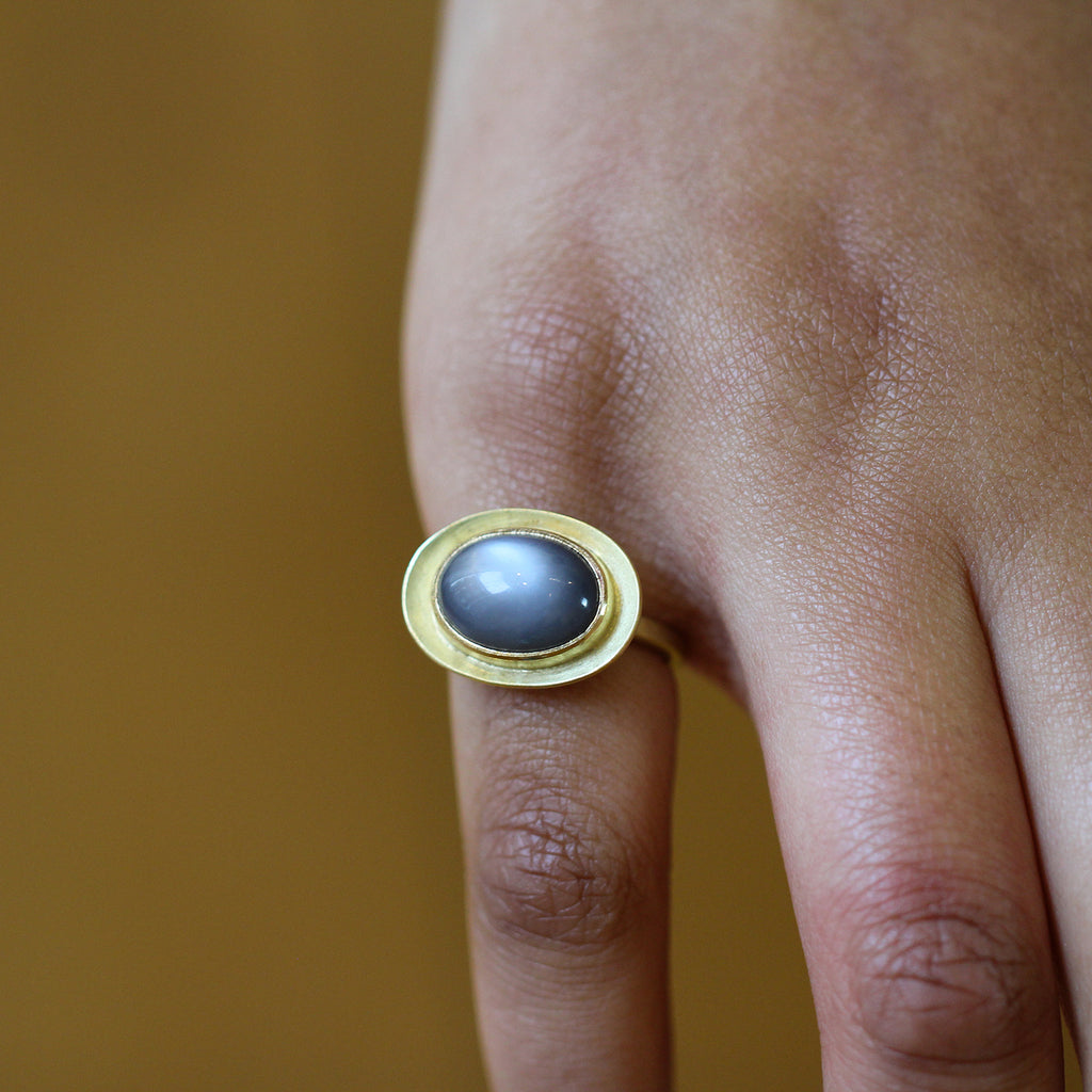 Catherine Mannheim - 18k Yellow Gold Moonstone Ring - DESIGNYARD, Dublin Ireland.