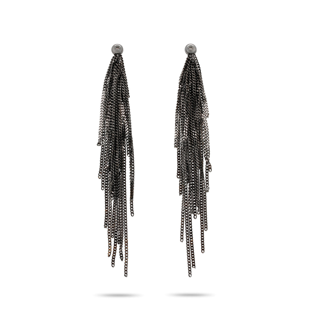 Photograph 1 of Claudia Milic's Contemporary Sterling Silver Black Feather Drop Earrings. Available on DESIGNYARD.com and in our jewellery shop Dublin, Ireland. Free Worldwide Shipping with DHL.