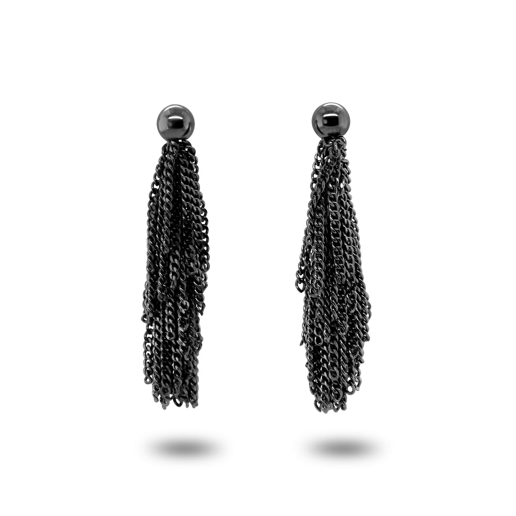 Photograph 1 of Claudia Milic's Contemporary Sterling Silver Black Siara Short Drop Earrings. Available on DESIGNYARD.com and in our Jewellery Shop Dublin, Ireland. Free Worldwide Shipping with DHL.