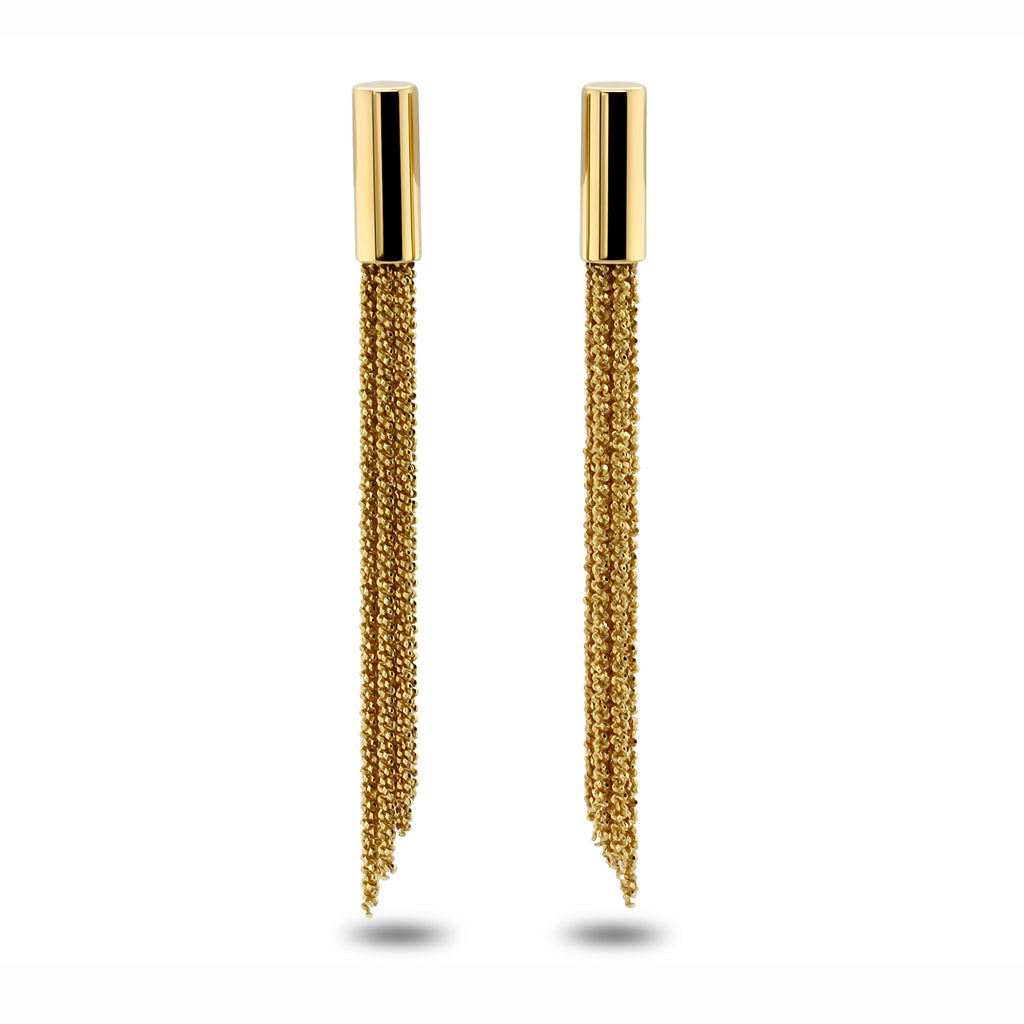 Photograph 1 of Claudia Milic's Contemporary Sterling Silver Gold Shine Drop Earrings. Available on DESIGNYARD.com and in our jewelry store Dublin, Ireland. Free Worldwide Shipping with DHL.