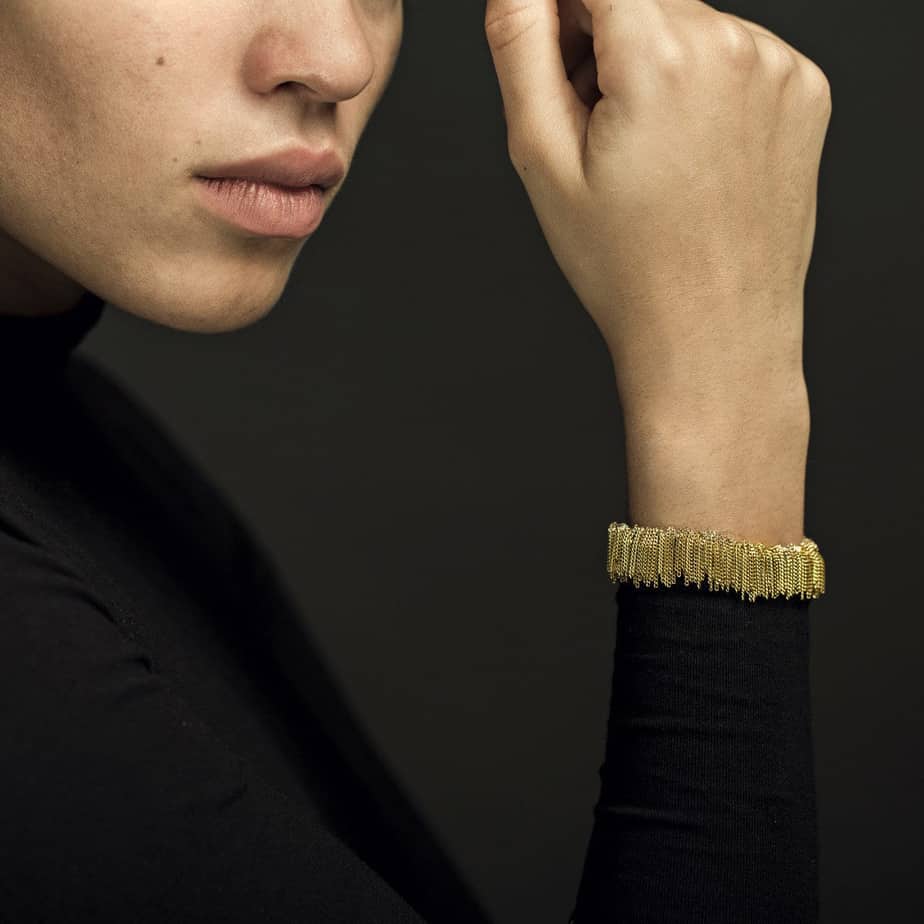 Photograph 2 of Claudia Milic's Contemporary Sterling Silver Gold Siara Bracelet. Available on DESIGNYARD.com and in our jewelry gallery Dublin, Ireland. Free Worldwide Shipping with DHL.