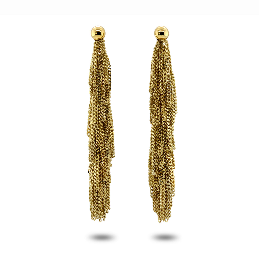 Photograph 1 of Claudia Milic's Contemporary Sterling Silver Gold Siara Long Earrings. Available on DESIGNYARD.com and in our jewelry store Dublin, Ireland. Free Worldwide Shipping with DHL.