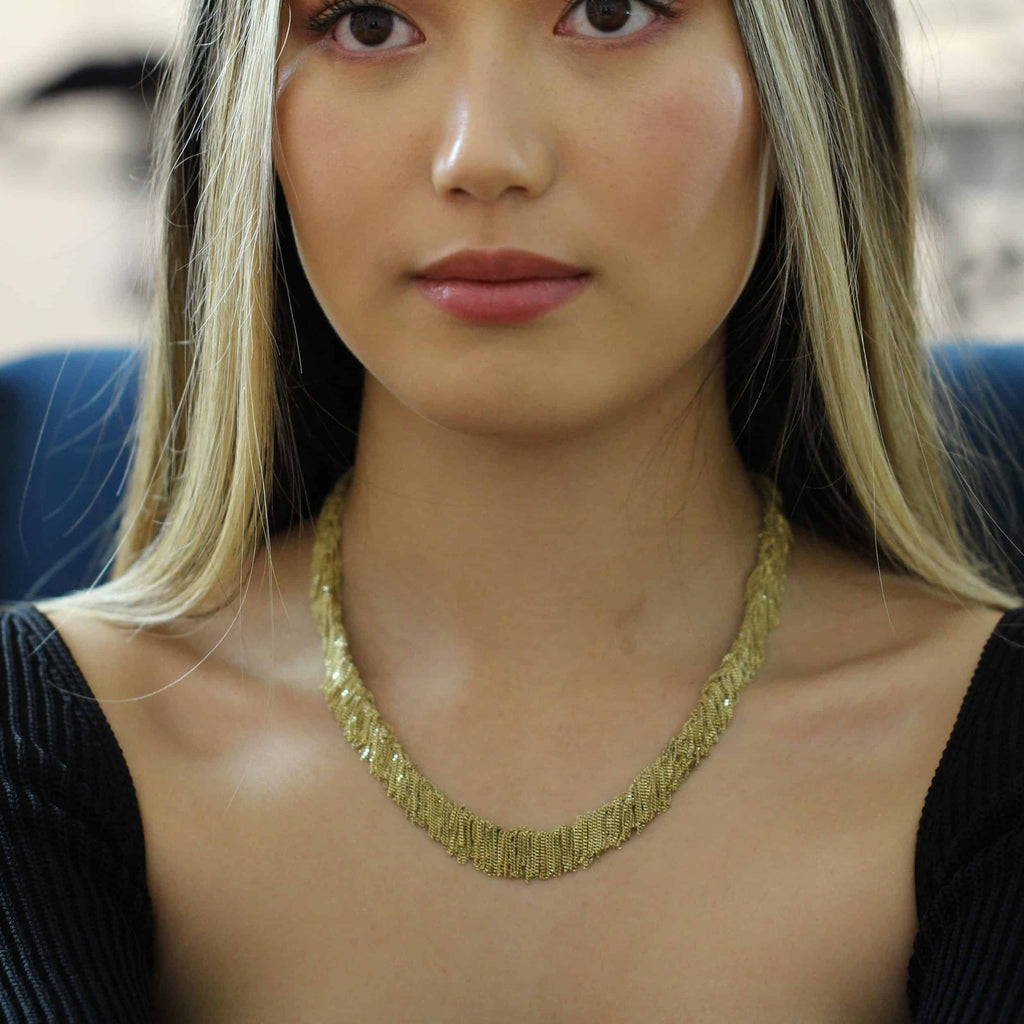 Photograph 2 of Claudia Milic's Contemporary Sterling Silver Gold Siara Collier Necklace. Available on DESIGNYARD.com and in our jewelry shop Dublin, Ireland. Free Worldwide Shipping with DHL.