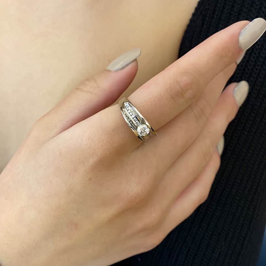 Photograph 4 of Da Capo's Contemporary 18k White Gold Diamond Flow Engagement Ring. Available on DESIGNYARD.com and in our Jewellery Shop Dublin, Ireland.