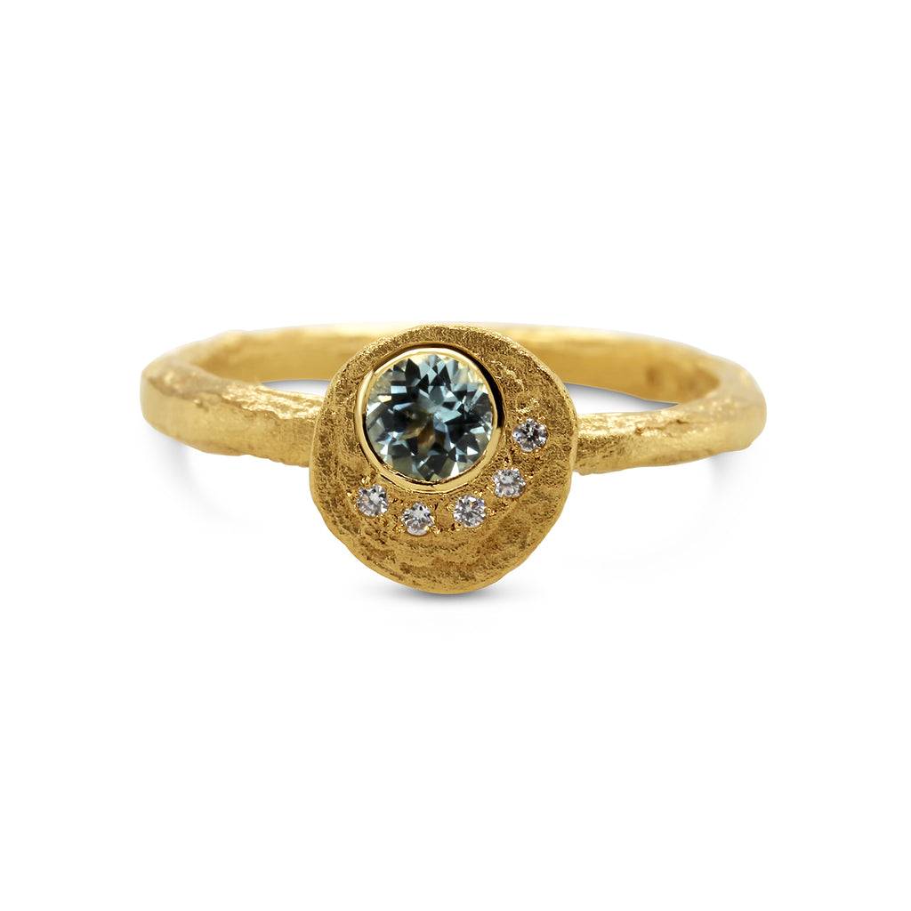 Diana Porter - 18k Fair Trade Yellow Gold Seafoam Tourmaline Diamond Ring - DESIGNYARD, Dublin Ireland.