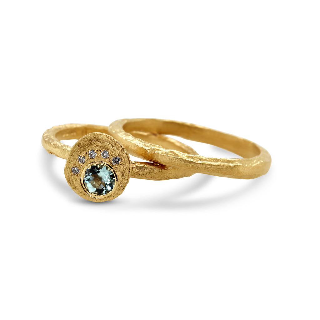 Photograph 4 of Diana Porter's 18k Fair Trade Yellow Gold Seafoam Tourmaline Diamond Engagement Ring. Available on DESIGNYARD.com and in our Jewellery Shop Dublin, Ireland. 