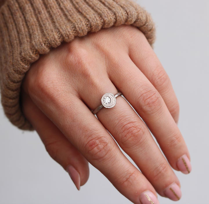 Photograph 2 of Diana Porter's 18k Fair Trade Yellow Gold Strata Diamond Engagement Ring. Available on DESIGNYARD.com and in our Jewelry Store Dublin, Ireland.