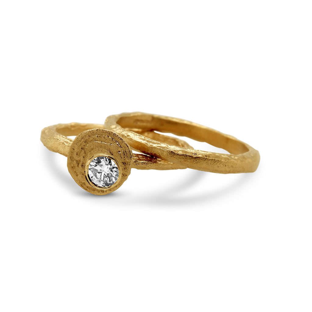 Photograph 3 of Diana Porter's 18k Fair Trade Yellow Gold Strata Diamond Engagement Ring. Available on DESIGNYARD.com and in our Jewelry Store Dublin, Ireland.