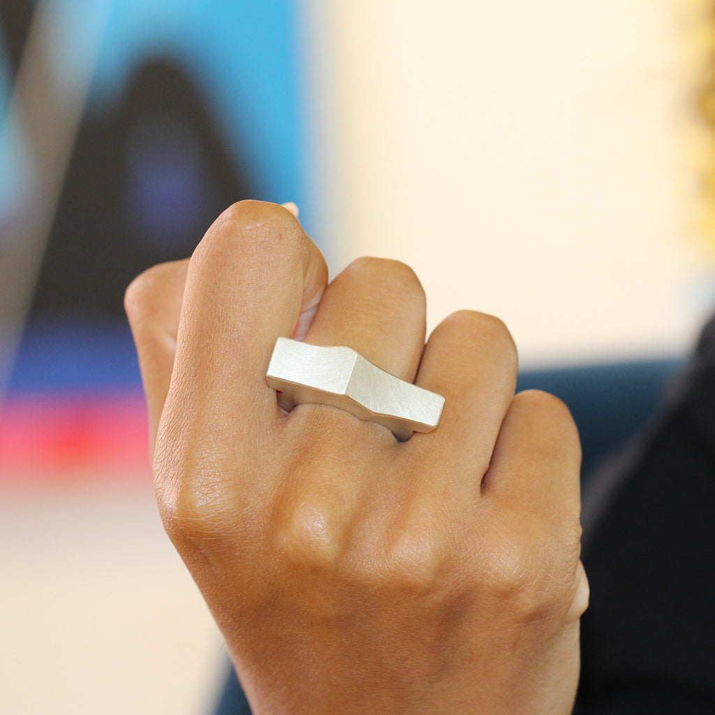 Photograph 2 of Erik Urbschat's Contemporary Sterling Silver Klotz 4 Statement Ring. Available on DESIGNYARD.com and in our Jewelry Store Dublin, Ireland.