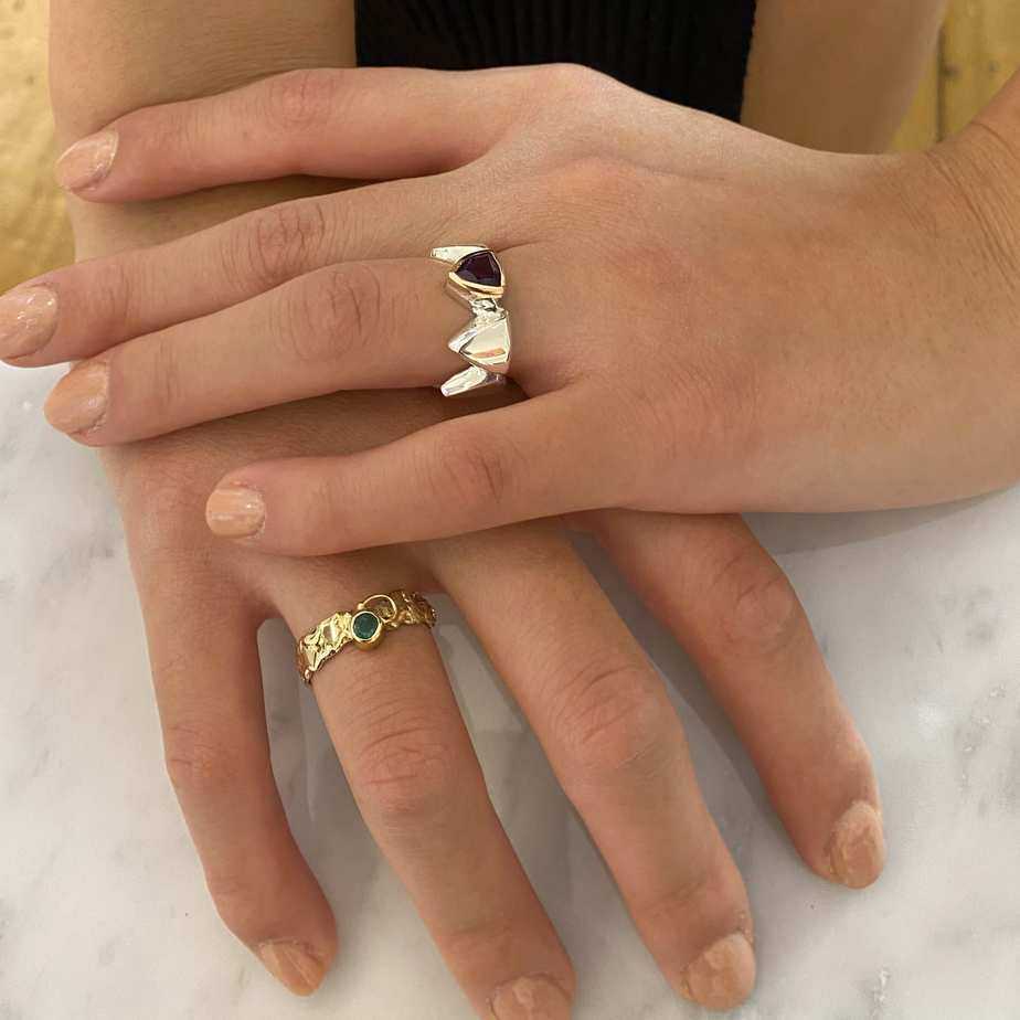 Friederike Grace - 14k Yellow Gold Emerald Wilderness Ring - DESIGNYARD, Dublin Ireland.