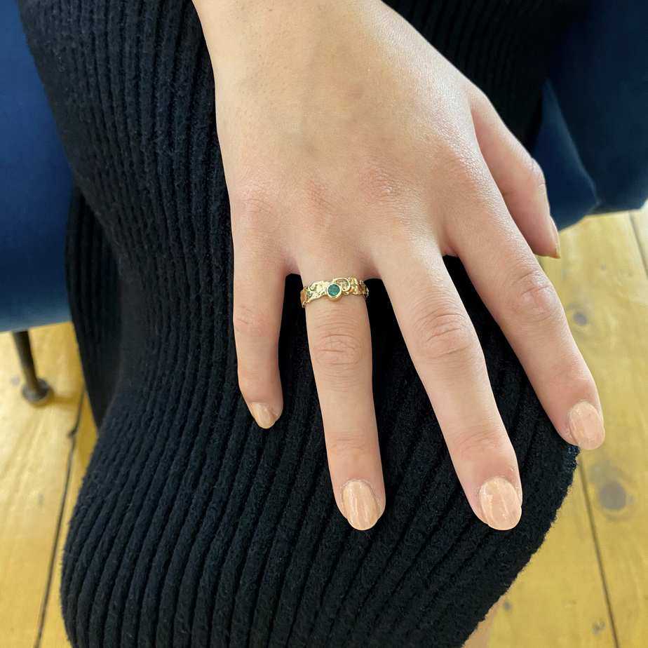Friederike Grace - 14k Yellow Gold Emerald Wilderness Ring - DESIGNYARD, Dublin Ireland.
