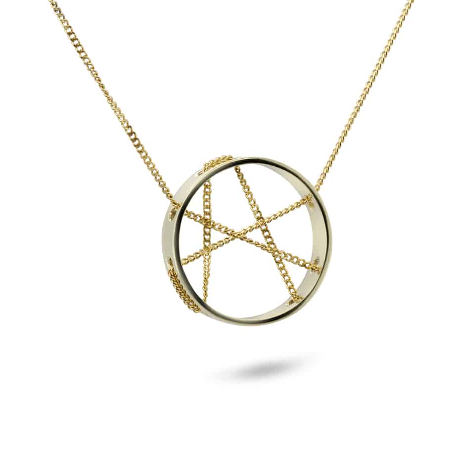 Friederike Grace - 14k Yellow Gold Crossing Path Necklace - DESIGNYARD, Dublin Ireland.