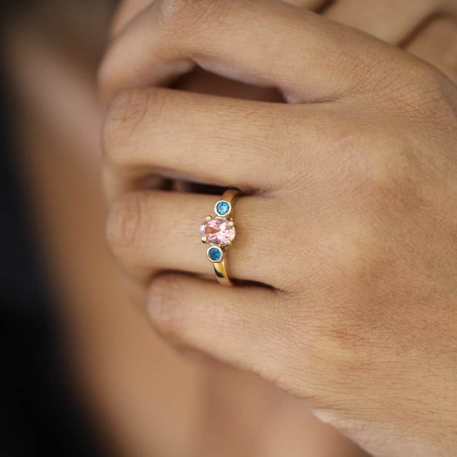 Friederike Grace - 14k Yellow Gold Pink Tourmaline Apatite Ring - DESIGNYARD, Dublin Ireland.