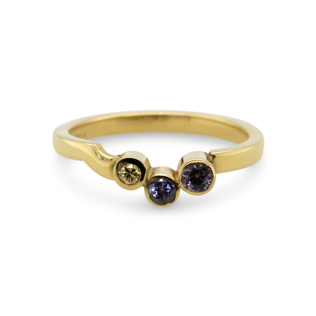 Friederike Grace - 18k Yellow Gold Spinel Tanzanite Diamond Ring - DESIGNYARD, Dublin Ireland.