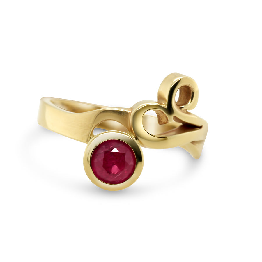 Friederike Grace - 9k Yellow Gold Ruby Ring - DESIGNYARD, Dublin Ireland.