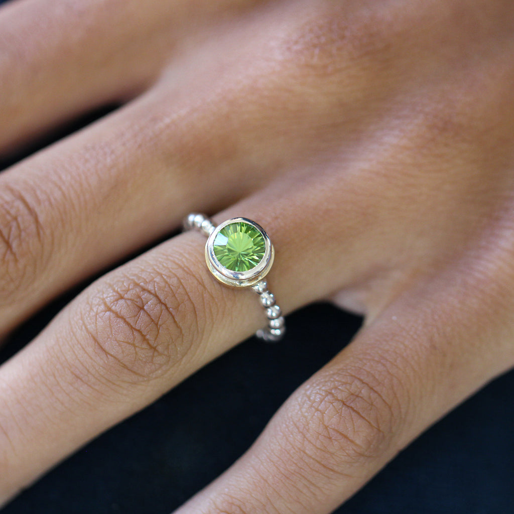 Friederike Grace - Silver 9k Yellow Gold Caim Peridot Ring - DESIGNYARD, Dublin Ireland.