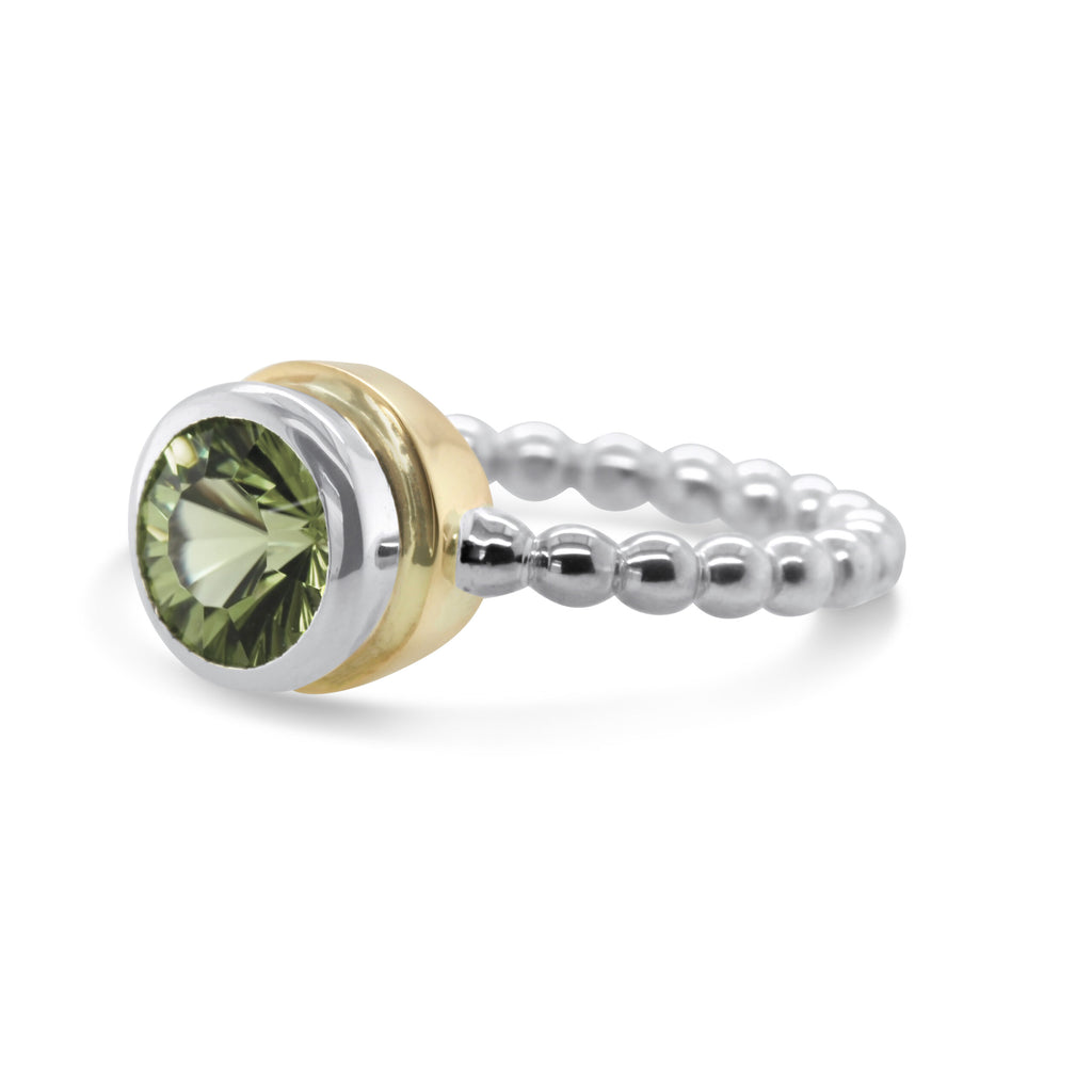 Friederike Grace - Silver 9k Yellow Gold Caim Prasiolite Ring - DESIGNYARD, Dublin Ireland.