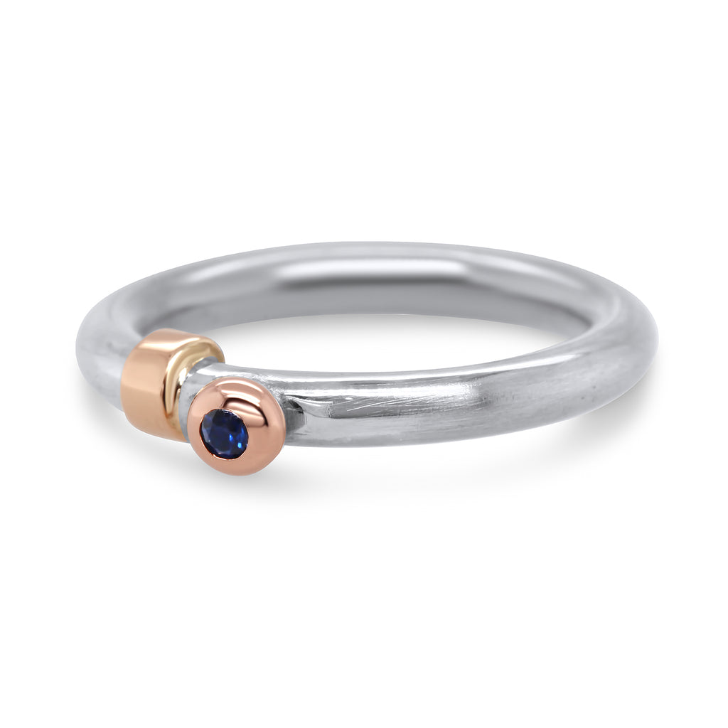 Friederike Grace - Sterling Silver Rose Gold Hold Me Tight Sapphire Ring - DESIGNYARD, Dublin Ireland.