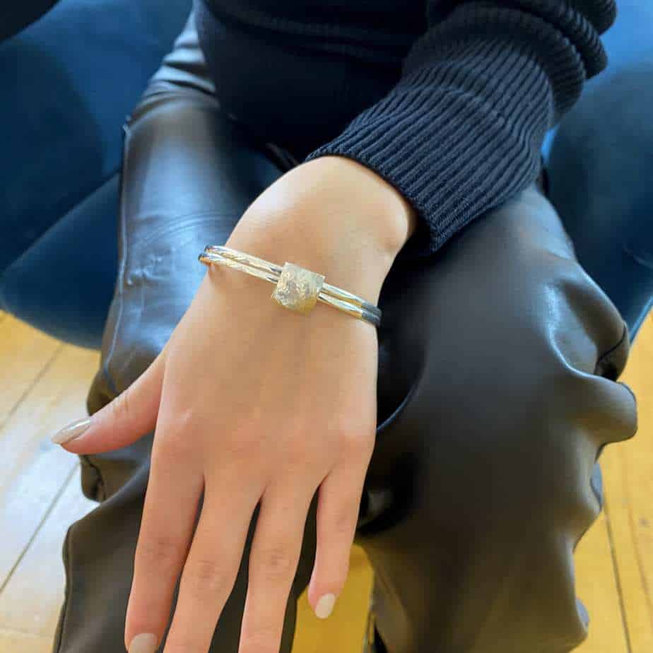 Heather O'Connor - Silver Double Pillow Bracelet - DESIGNYARD, Dublin Ireland.