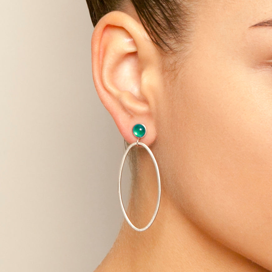 Heather O'Connor - Sterling Silver Cascade Green Agate Earrings - DESIGNYARD, Dublin Ireland.