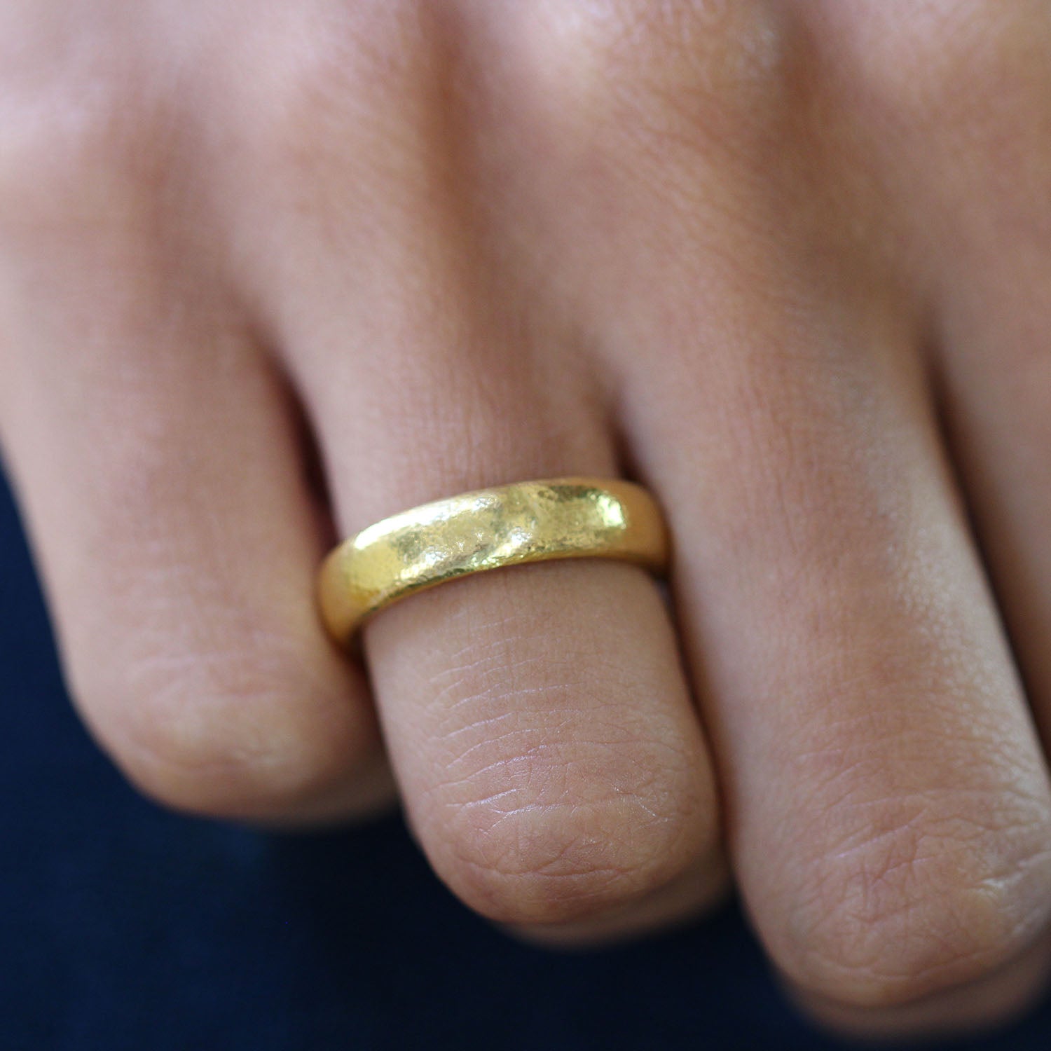 Contemporary 24k Yellow Gold Fonte 5mm Wedding Ring by Henrich