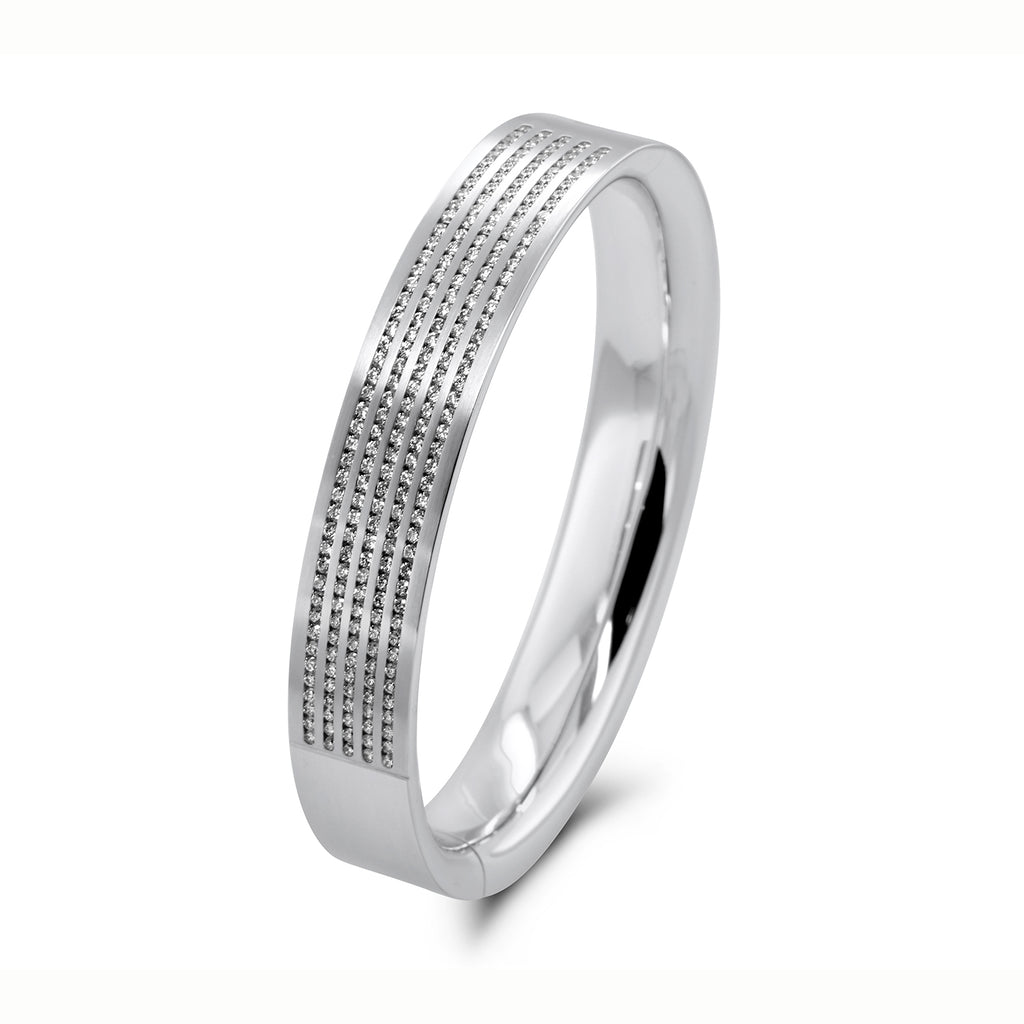 Photograph 1 of Henrich & Denzel Contemporary Platinum Cascadem Diamond Bangle. Available on DESIGNYARD.com and in our Jewellery Shop Dublin, Ireland.