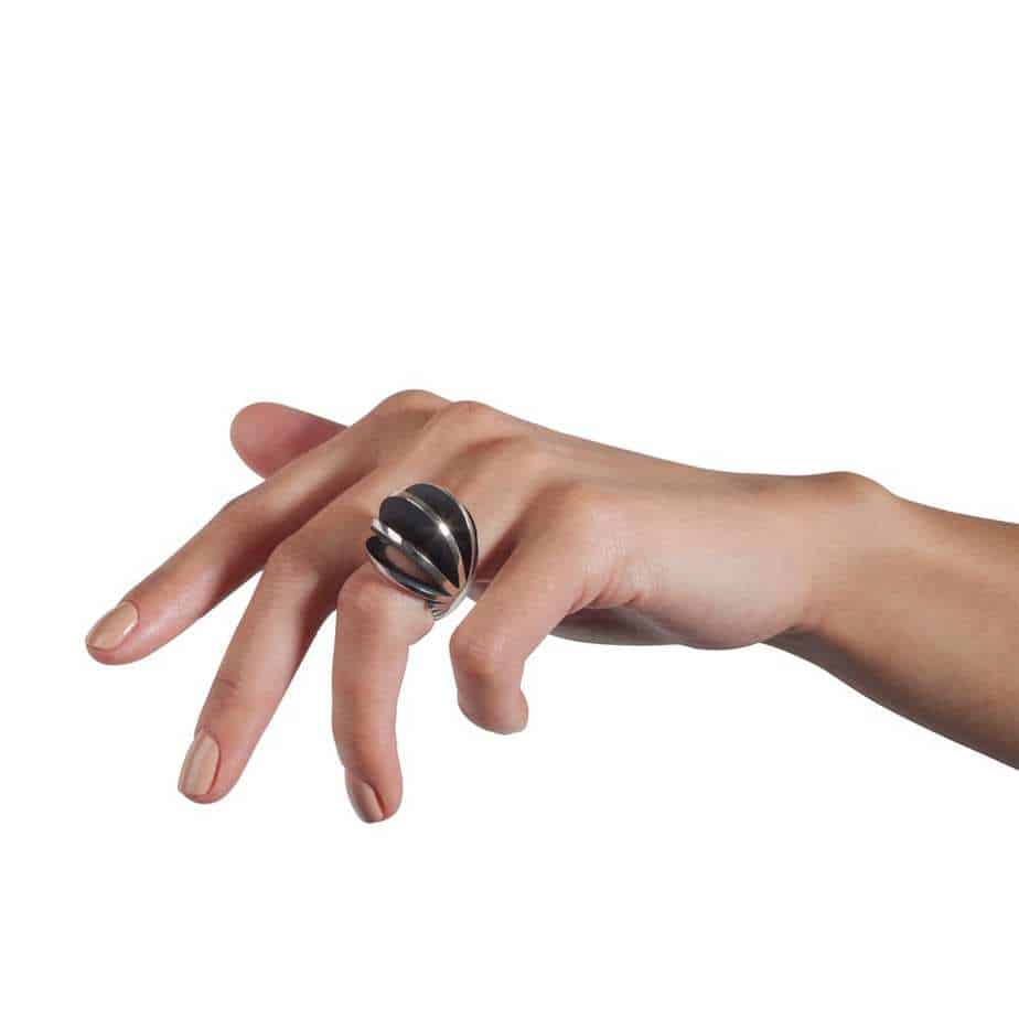 Photograph 2 of Sarah Herriot's Contemporary Sterling Silver Fantastic Statement Ring. Available on DESIGNYARD.com and in our Jewellery Shop Dublin, Ireland. Free Worldwide Shipping with DHL.