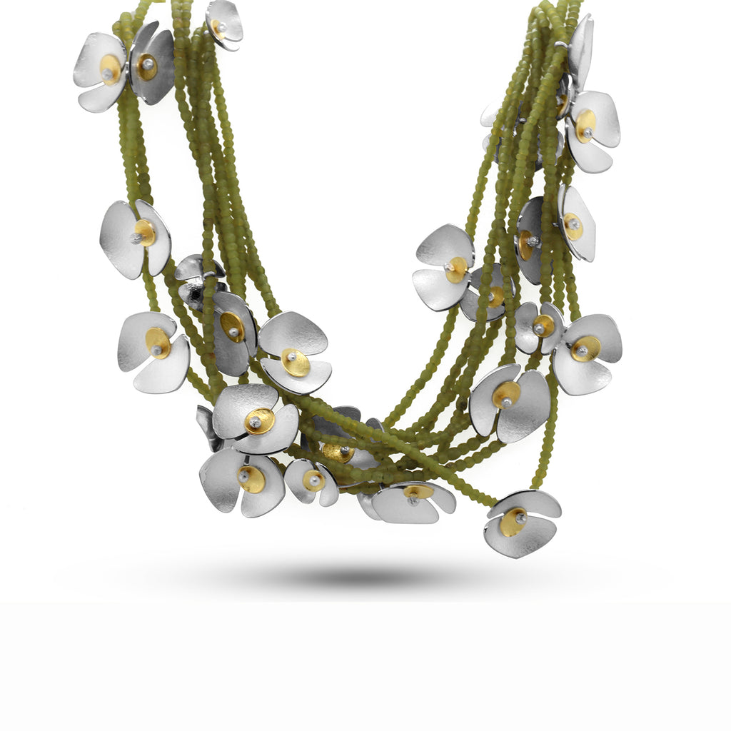 Inga Reed - Silver 22k Yellow Gold Serpentine Orchid Neckpiece - DESIGNYARD, Dublin Ireland.