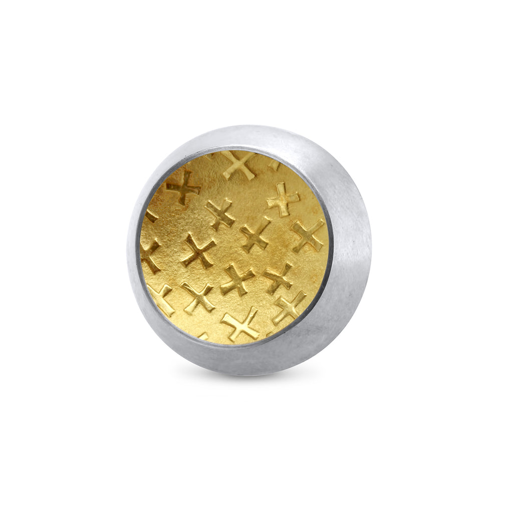 Inga Reed - Silver 22k Yellow Gold Crosses Large Ring - DESIGNYARD, Dublin Ireland.