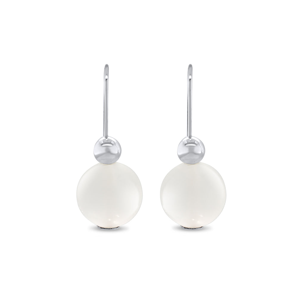 Photograph 1 of Inga Reed's Sterling Silver Frosted Rock Crystal Drop Earrings. Available on DESIGNYARD.com and in our Jewellery Shop Dublin, Ireland.