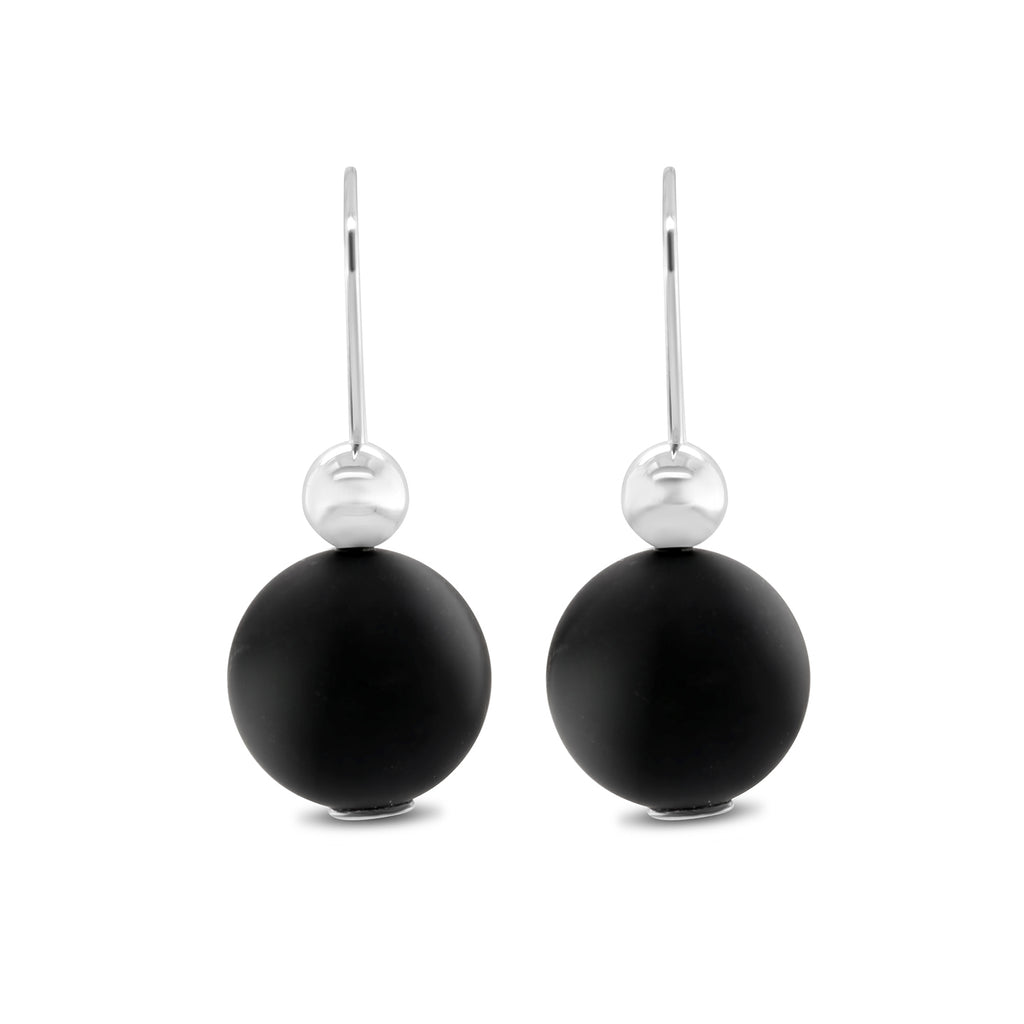 Photograph 1 of Inga Reed's Sterling Silver Onyx Drop Earrings. Available on DESIGNYARD.com and in our Jewellery Shop Dublin, Ireland.