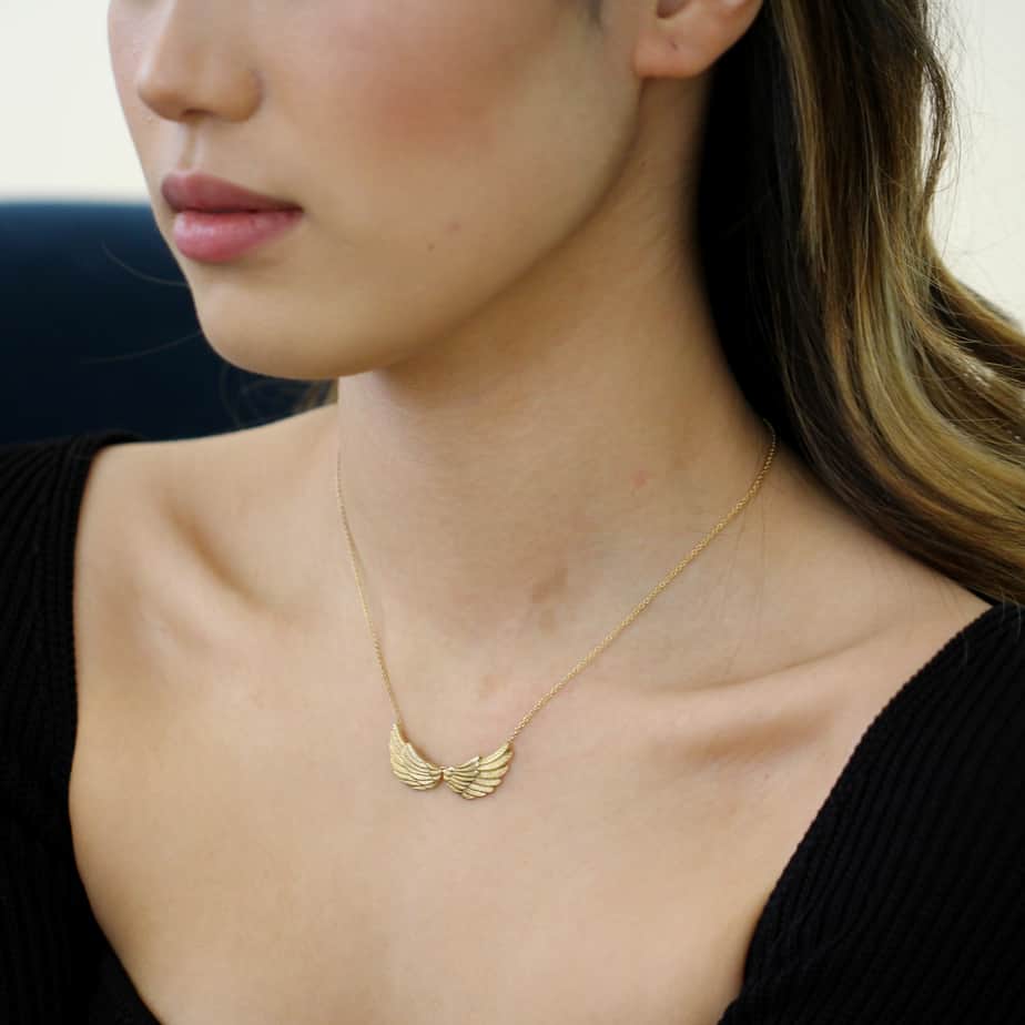 Jana Reinhardt - Sterling Silver Gold Plated Big Double Wing Pendant - DESIGNYARD, Dublin Ireland.