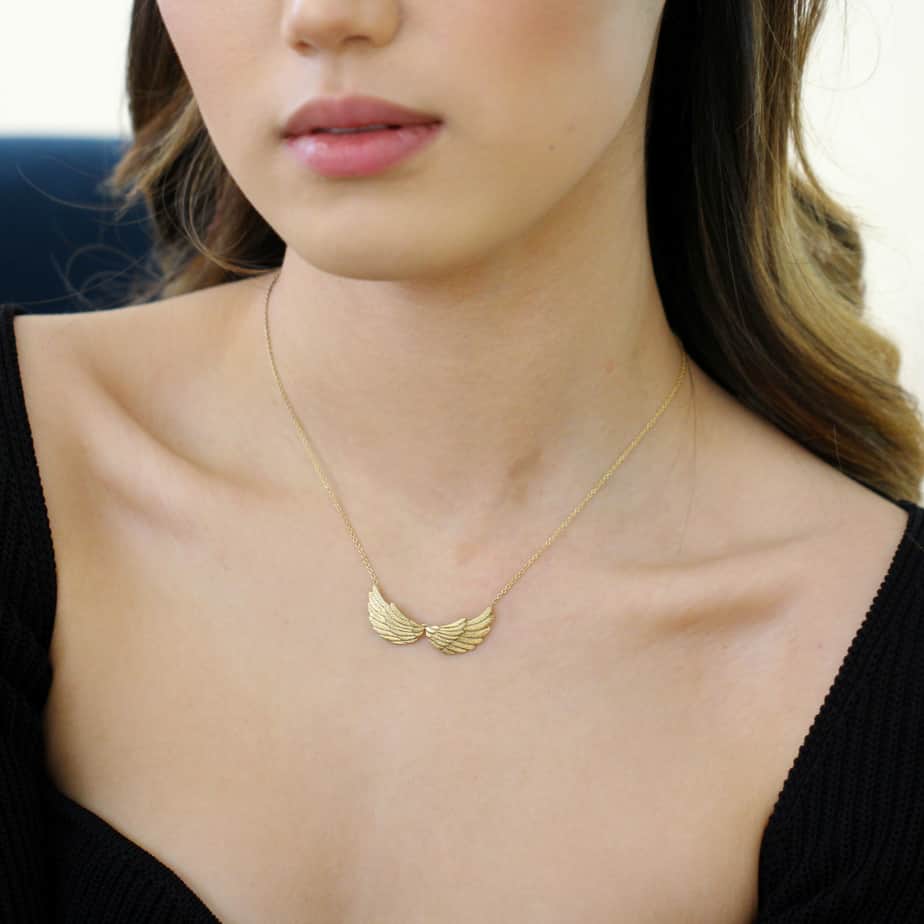 Jana Reinhardt - Sterling Silver Gold Plated Big Double Wing Pendant - DESIGNYARD, Dublin Ireland.
