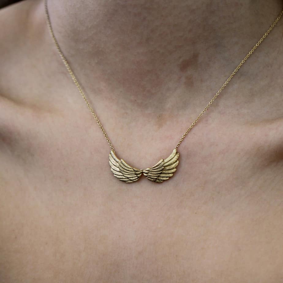 Jana Reinhardt - Sterling Silver Gold Plated Big Double Wing Pendant - DESIGNYARD, Dublin Ireland.