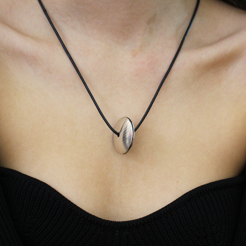 Jane Moore - Sterling Silver Black Chinese Cord Necklace - DESIGNYARD, Dublin Ireland.