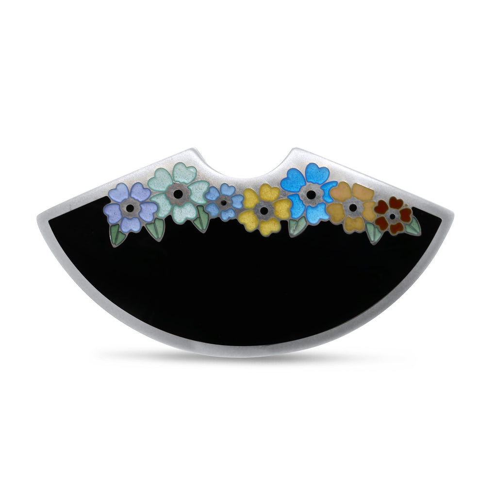 Jane Moore - Sterling Silver Flower Fan Enamel Brooch - DESIGNYARD, Dublin Ireland.