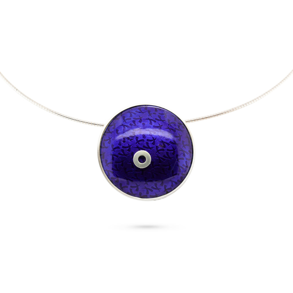 Jane Moore - Sterling Silver Purple Enamel Round Polo Necklace - DESIGNYARD, Dublin Ireland.