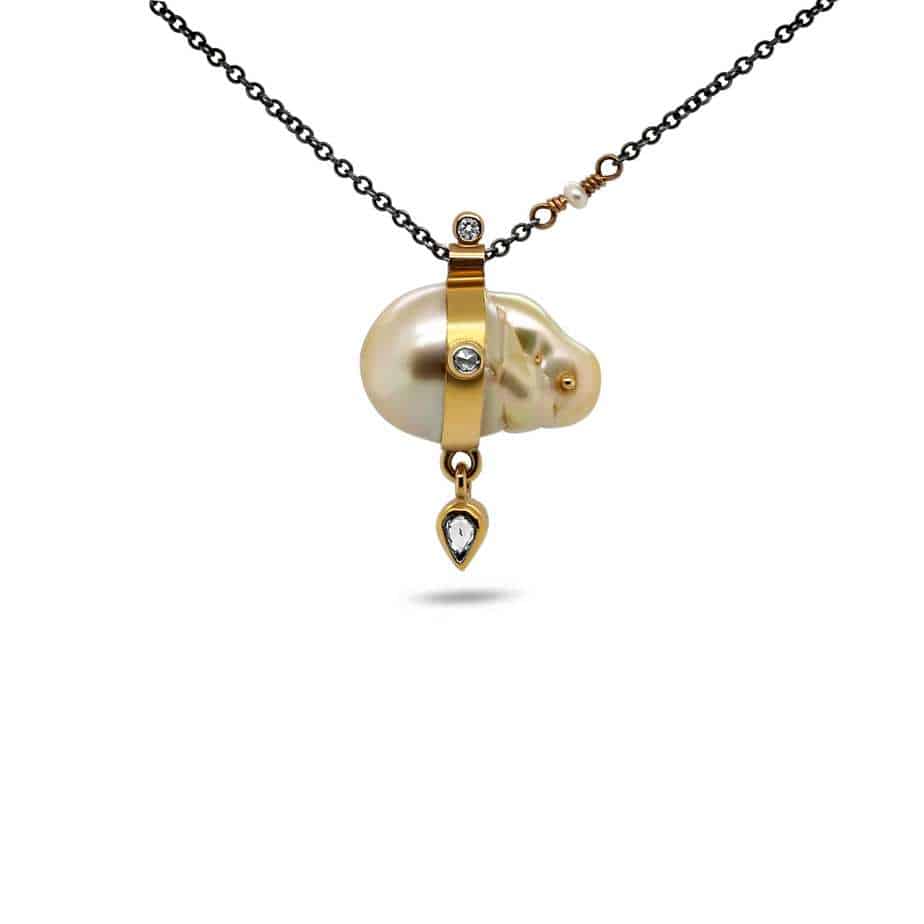 Josephine Bergsøe - 18k 24k Yellow Gold South Sea Pearl Diamond Necklace - DESIGNYARD, Dublin Ireland.