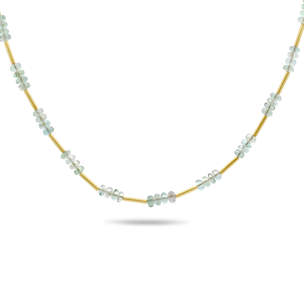 Jean Scott-Moncrieff - 18k Yellow Gold Blue Beryl Necklace - DESIGNYARD, Dublin Ireland.