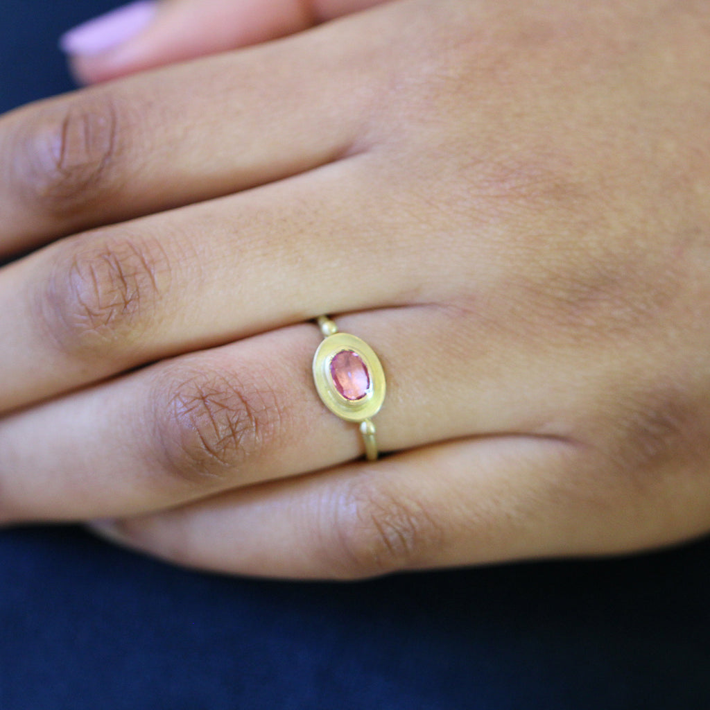 Jean Scott-Moncrieff - 18k Yellow Gold Pink Sapphire Ring - DESIGNYARD, Dublin Ireland.